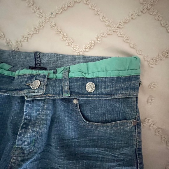 Pristine USA vintage fold over low rise jeans with attachable suspenders - Picture 5 of 6